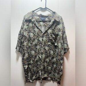 Croft & Barrow Men’s 2XL XXL Short Sleeve Button Up Floral Hawaiian Shirt Rayon‎